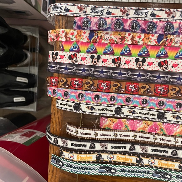 2/$25 bundle random print gross grain ribbons plus 5 yard cotton twill tape - Picture 4 of 9